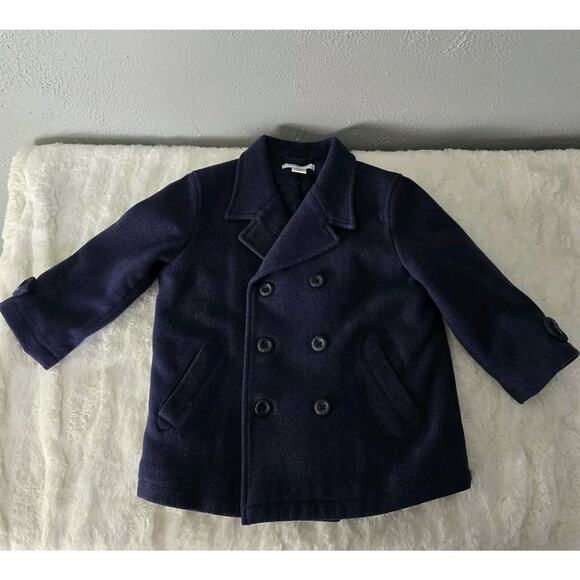 Janie and Jack Navy Blue Wool Blend Button Peacoat 2-3T Outerwear Outdoors - Picture 1 of 7